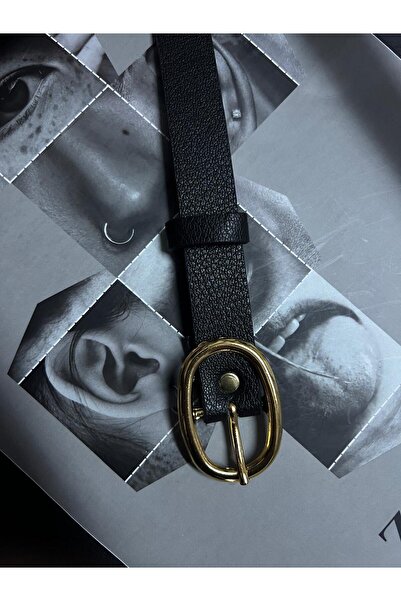 Luminos Butik Oval Buckle Black Thin Women's Belt Jacket Belt, Women's Belt, ...