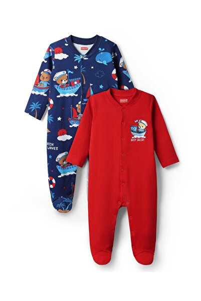 Babyhug Cotton Knit Full Sleeves Footed Sleep Suit Nautical Theme Print Pack ...