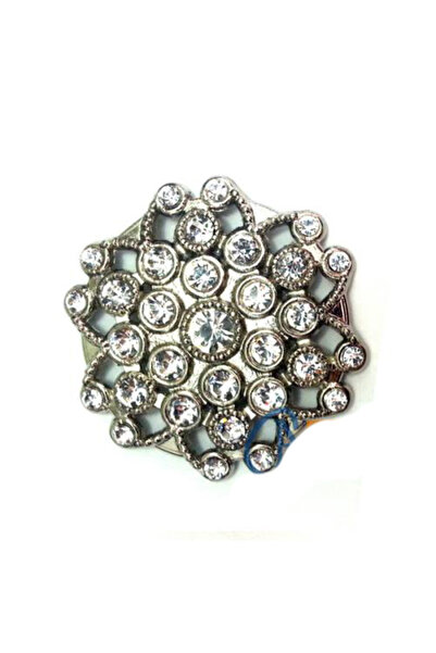 Skygo بروش دائري بحجر، زخرفة على الصدر 4.5 سم - نيكل، 10 قطع