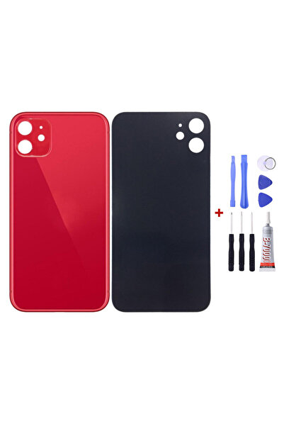 Yedcom Iphone 11 Kırmızı Uyumlu Arka Kapak Arka Cam Pil Kapağı Tamir Setli