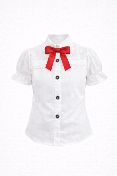 Kuraff Giyim Girls' Special Day Shirt with Ruffle Detail on the Front
