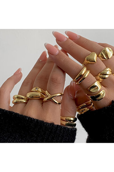 Ervalina Basic Düz Karışık Yüzükler-6 (Karışık Gönderim)