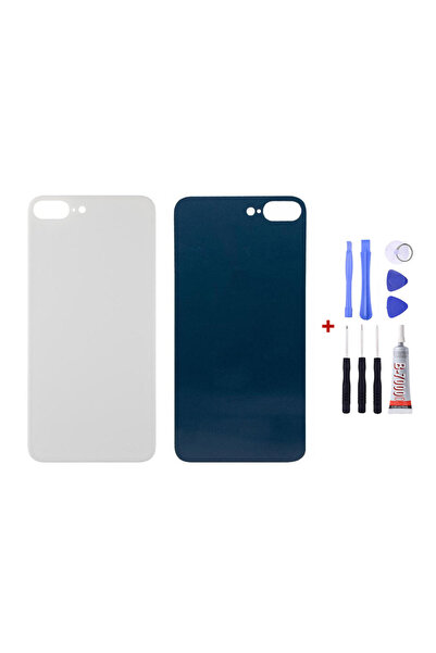 Yedcom Iphone 8 PLUS Beyaz Uyumlu Arka Cam Kapak Pil Kapağı Tamir Set Beraber