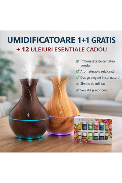 NO BRAND Umidificator pentru aromaterapie 1+1 + 24 uleiuri esențiale