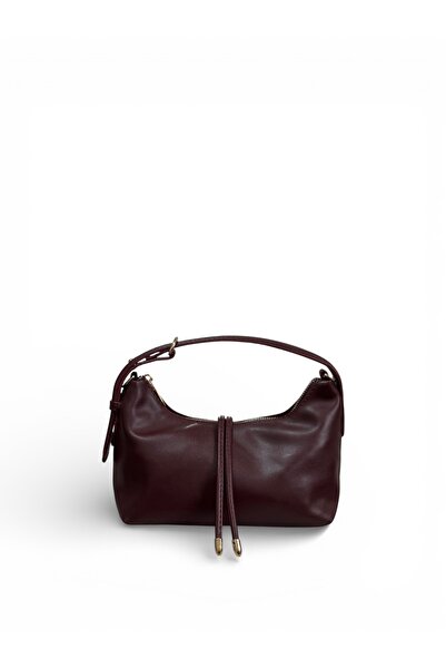 Goldies Bag Women's Burgundy Zippered Belt Detailed Gold Tasseled Cross Strap...