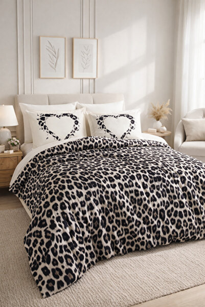 Hobby 300Tel Leopar Desen Premıum Pamuk Saten Çift Kişilik Nevresim Takımı 20...