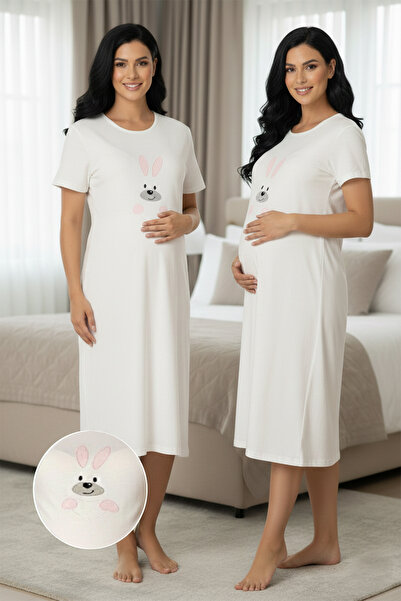 lohusahamile Set de cămăși de noapte pentru gravide cu funcție de alăptare uș...