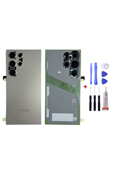 Yedcom Samsung S24 ULTRA Titanyum Gri Uyumlu Arka Kapak Arka Cam Pil Kapağı T...
