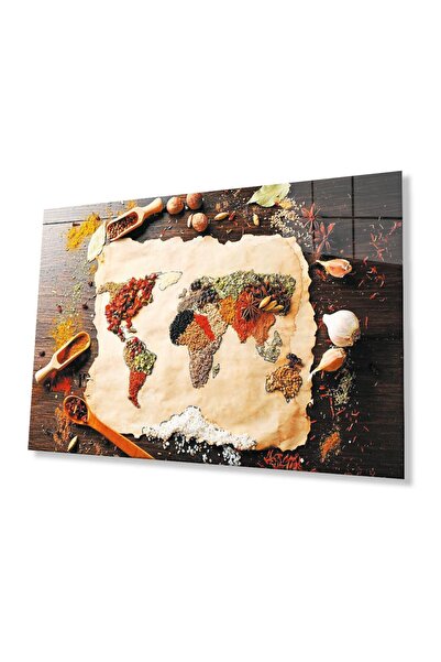 idealizbiz Harta lumii Spice World, tablou din sticlă durabilă de 4 mm, sticl...