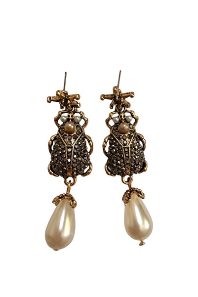 Bo Takı ve Aksesuar Insect Earrings Stone Plated 5cm