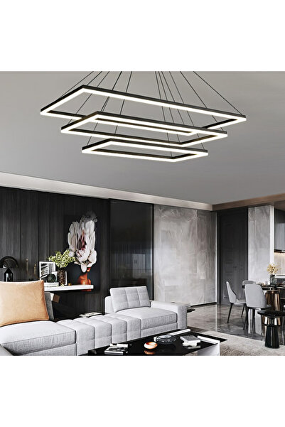 LightPlanet Lustra LED Suspendata cu 3 Elemente Rectangulare Neagra LT109 Ech...