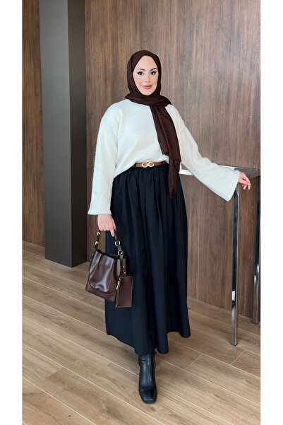 lurex moda Parachute Fabric Pleated Flared Skirt