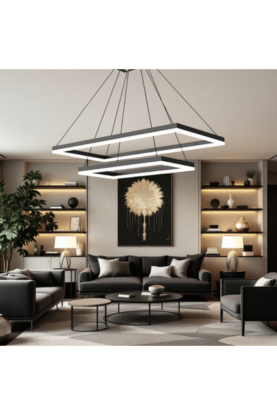 Sueva Lustra LED Suspendata cu 2 Elemente Rectangulare Negre LT108 Echivalent...