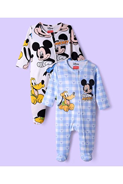 Babyhug Disney طقم بيجاما قطني 100% بأكمام طويلة وجوارب، بنقشة ميكي وأصدقائه،...
