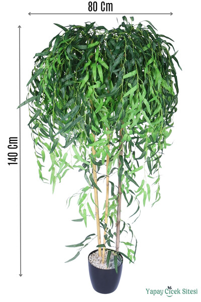 Yapay Çiçek Sitesi Yapay 3 Gövdeli Şemsiye Bambu Ağacı 140 Cm Yeşil