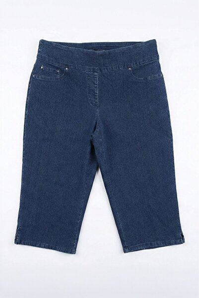 Bluewhite Women's High Waist Lycra Stretchy Dark Blue Jean Capri