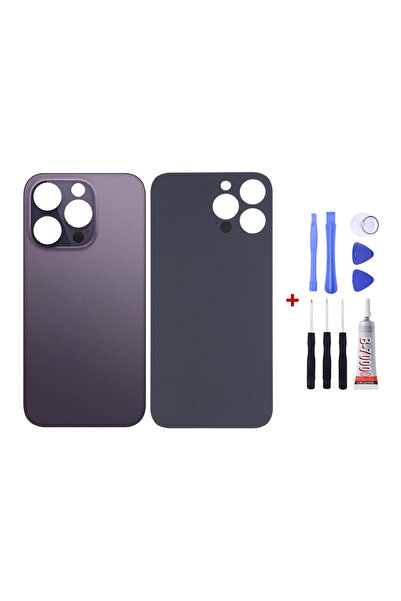 Yedcom Iphone 14 PRO MAX Mor Uyumlu Arka Cam Kapak Pil Kapağı Tamir Set Beraber