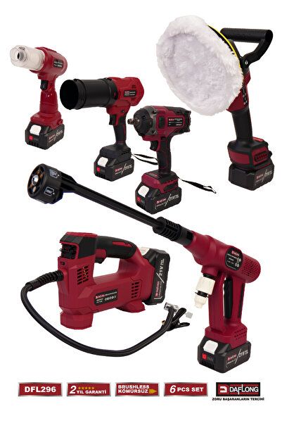 DAFLONG 6'LI ARAÇ TAMİR KİT 1600NM SOMUN+180 POLİSAJ+LASTİK ŞİŞİRME+ARAÇ YIKA...