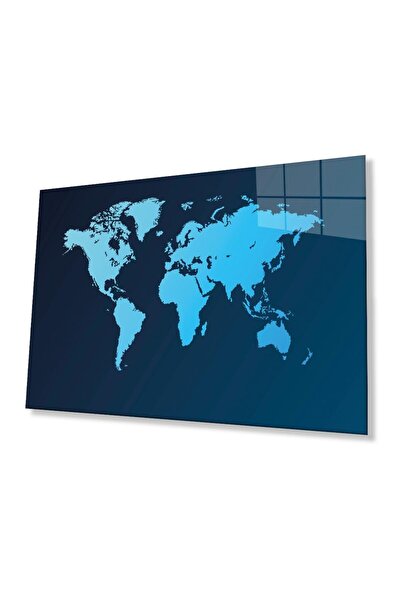 idealizbiz Harta Lumii Albastră, 4mm, Sticlă Durabilă pentru Tabel, Sticlă Te...