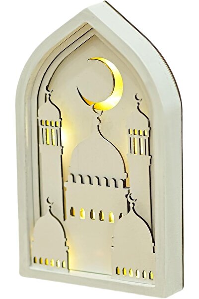 yoyimoore Eid Mubarak Decoration,Ramadan Kareem Wood Moon Castles LED Ornamen...