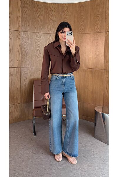 HAZELANNA Washable Blue Palazzo Jeans