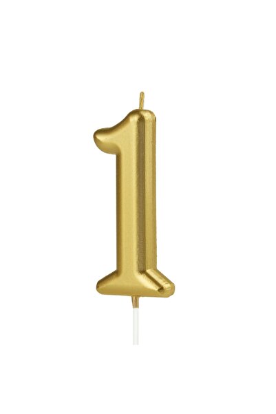 baloanepetrecere.ro Gold cake candle number 1 - 8.5 cm