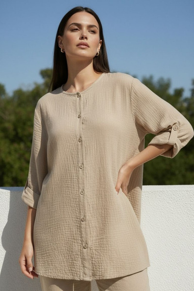 Curly БЕЖЕ МУСЛІН ТУНІКА