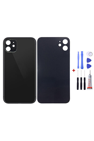 Yedcom Iphone 11 Siyah Uyumlu Arka Cam Kapak Pil Kapağı Tamir Set Beraber