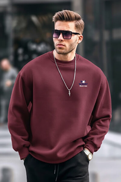 COMBİNE MİCHAİL Ανδρικό φούτερ Not Sorry με στάμπα σε μπορντό χρώμα