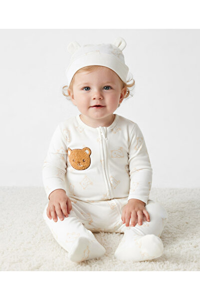 Bonfino 100% Cotton Knit All Over Printed and Teddy Bear Full Sleeve Sleepsui...