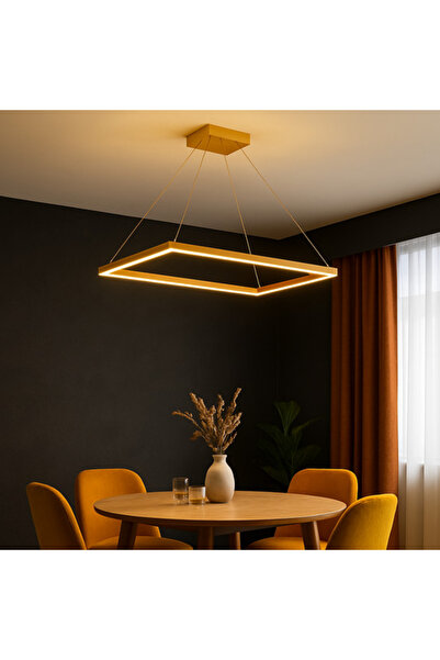 Jiju Lustra LED Suspendata 1 Element Rectangular 80X40CM Auriu Echivalent 400W