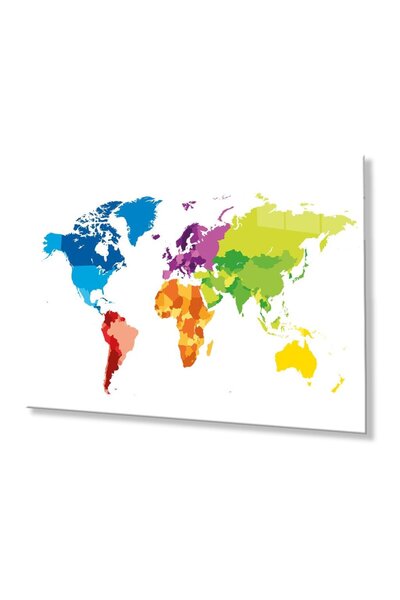 idealizbiz Hartă colorată a lumii din sticlă - Hartă colorată