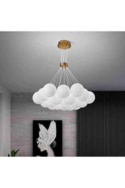 Jiju Lustra LED Abajur GOLD Moonlight, 3 lumini si telecomanda