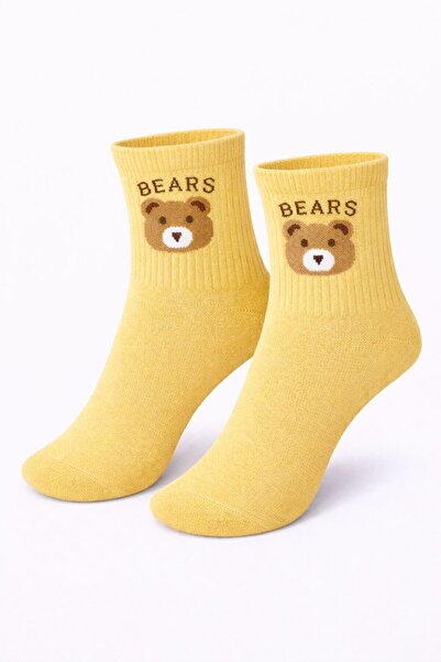 İpeksi Teddy Bear Pattern Organic Combed Cotton Socks