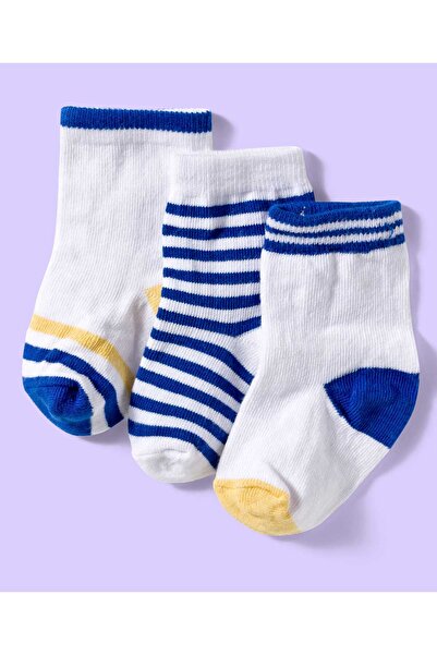Cute Walk by Babyhug Ankle Length Antibacterial Socks With Stripes Pack of 3 ...