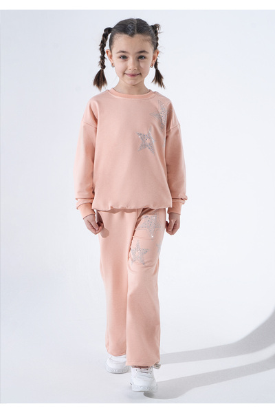 ZİMEXİ 4-5-6-7-8-9-10 Years Old Starry Stone Oversized Girls' Set