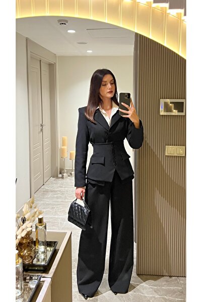 ossons Triple Corset Detailed Blazer Suit