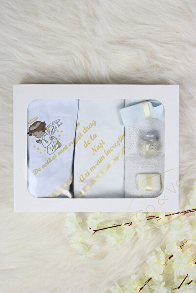 GoVo Kids Trusou botez Fetita, 6 piese, Ingeras – Set botez, Cadou Nasi