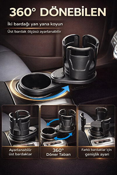 Berdina Home 360 °   Rotating Adjustable Dual Cup Holder |   Car Interior Wid...
