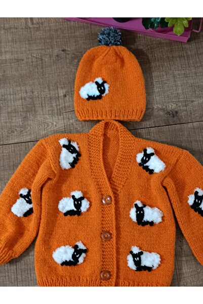 EL ÖRGÜSÜ CİCİ BEBE قبعة كارديجان محبوكة يدويًا للأطفال