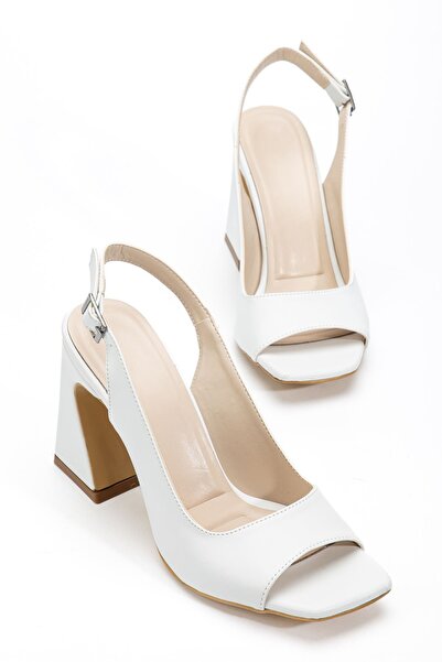 Hayalimdeki Ayakkabı Pantofi cu toc clasic, cu design special, piele albă, pe...