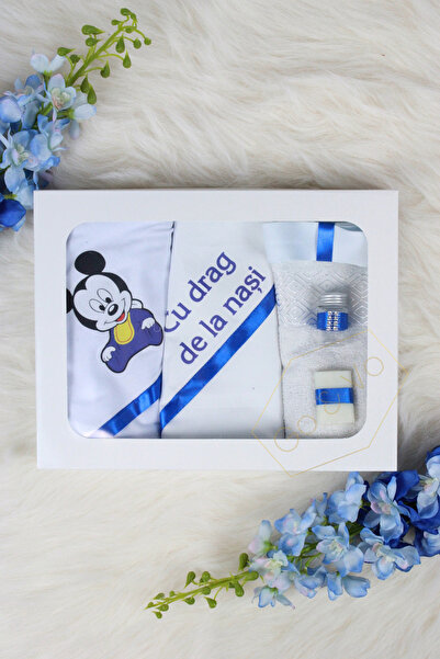 GoVo Kids Trusou botez Baietel, 6 piese, Mickey – Set botez, Cadou Nasi
