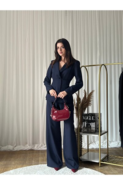 ossons Triple Corset Detailed Blazer Suit