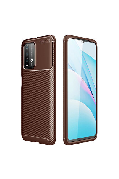 eco port غطاء كربوني للهاتف Redmi 9t مع خاصية التركيز التلقائي - بني