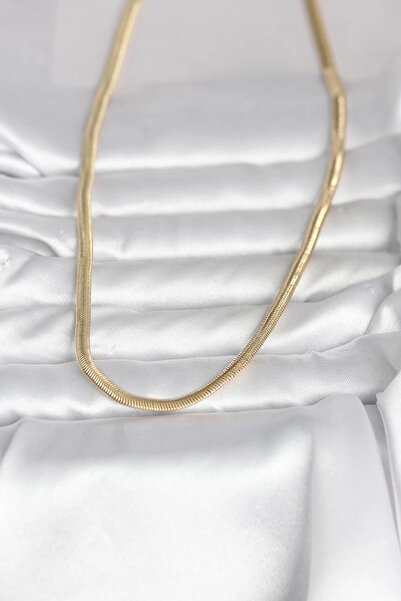 shopwave CM 14K Gold Renk Yassı Yılan Zincir Model 45 cm Kadın Kolye