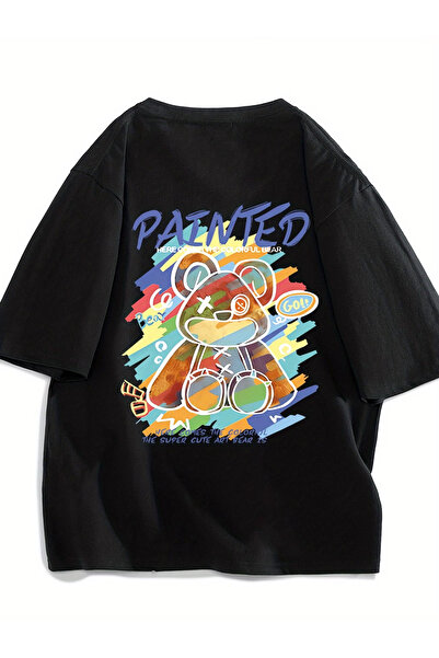 ALEYZA MODA Pented printed oversize women's/men's unisex white t-shirt