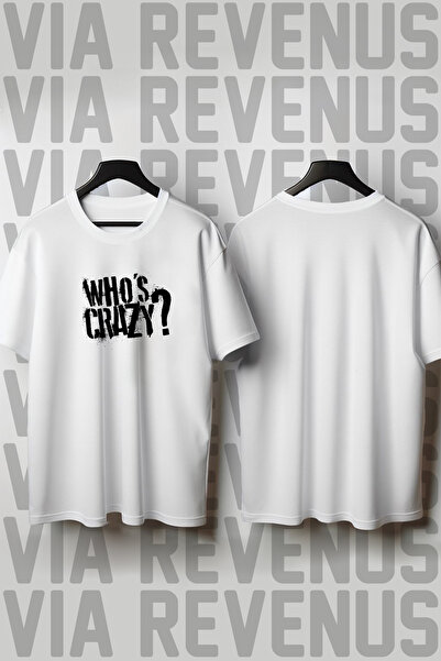 Vordevia Who's Crazy? Printed Crew Neck Wide Fit Unisex Tshirt