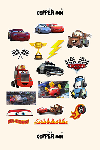 The Copper Inn 17 Adet Cars Arabalar Şimşek Mcqueen Sticker Seti Scrapbook Aj...