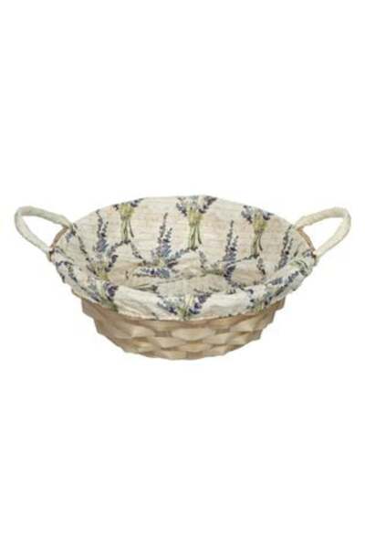 OEM Easter Decorative Basket Round with Floral Lavender Material Ø23 x 8 cm