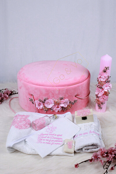 GoVo Kids Set complet trusou botez cu lumanare, Floral Dantela – Trusou elega...